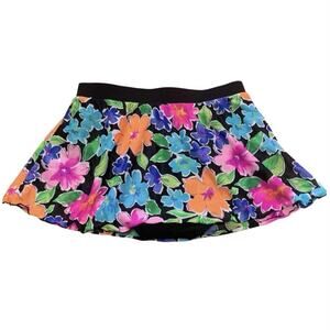 Catalina Womens Sz Large Y2K Neon Floral Mesh Swim Skirt Bikini Bottom Tropical